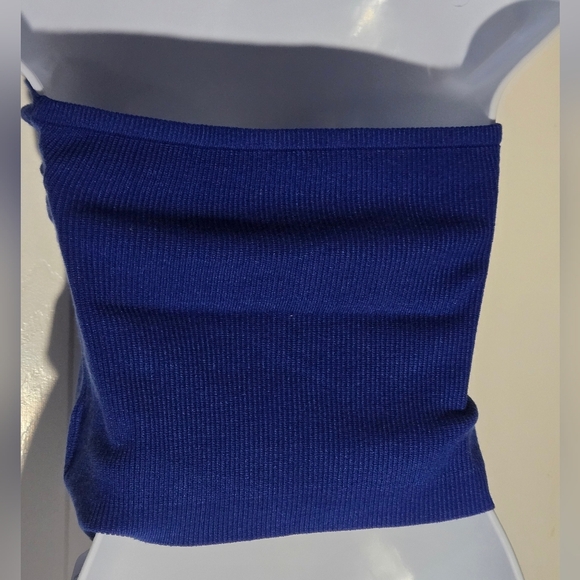 EFAN Tube Top Cropped Sleeveless Cut Out Twist Knot Front Bandeau Ribbed Knit - Picture 6 of 9